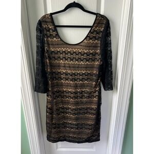 Torrid Womens Dress Black Nude Lace Sheath Long‎ Sleeve Whimsigoth Size 2 2X NEW